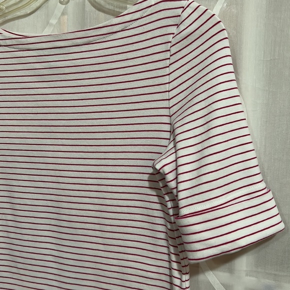 Lauren Ralph Lauren White With Pink Stripes Short Sleeve Top, Size PL - Picture 2 of 5